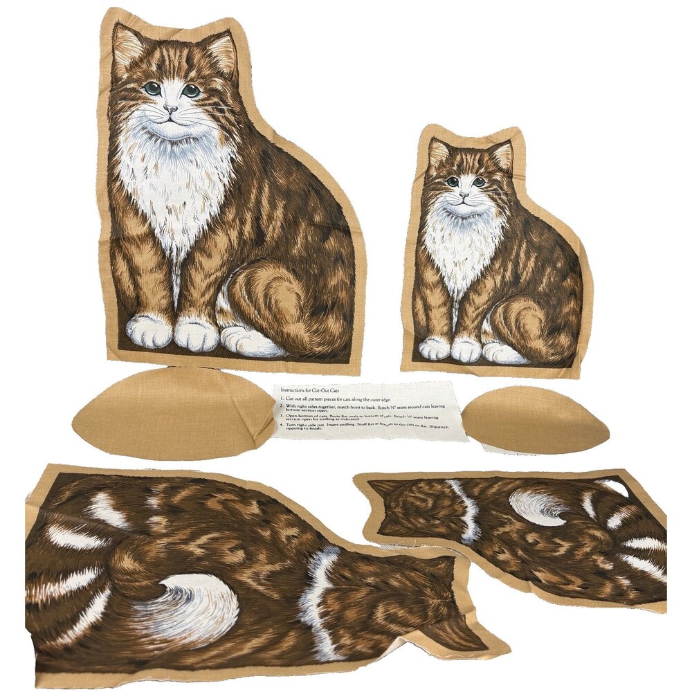 Cranston Print Works VIP Pre-Cut Fabric Pillow Kit Makes 2 Cat Pillows 14" & 10"